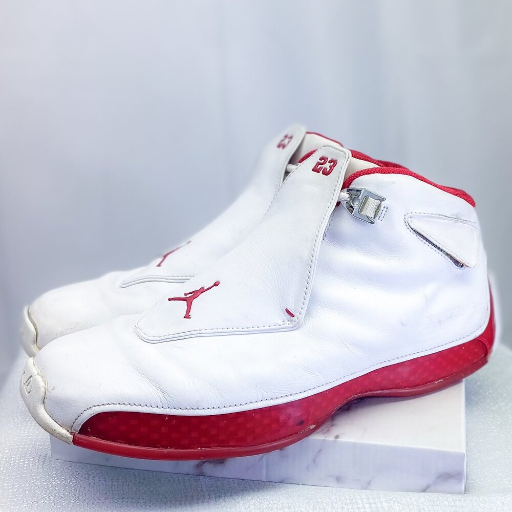Air Jordan 18 XVIII Basketball Sneakers White Varsity Red Shoes